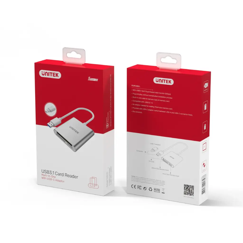 UNITEK Y-9313D card reader USB 3.2 Gen 1 (3.1 Gen 1) Type-A