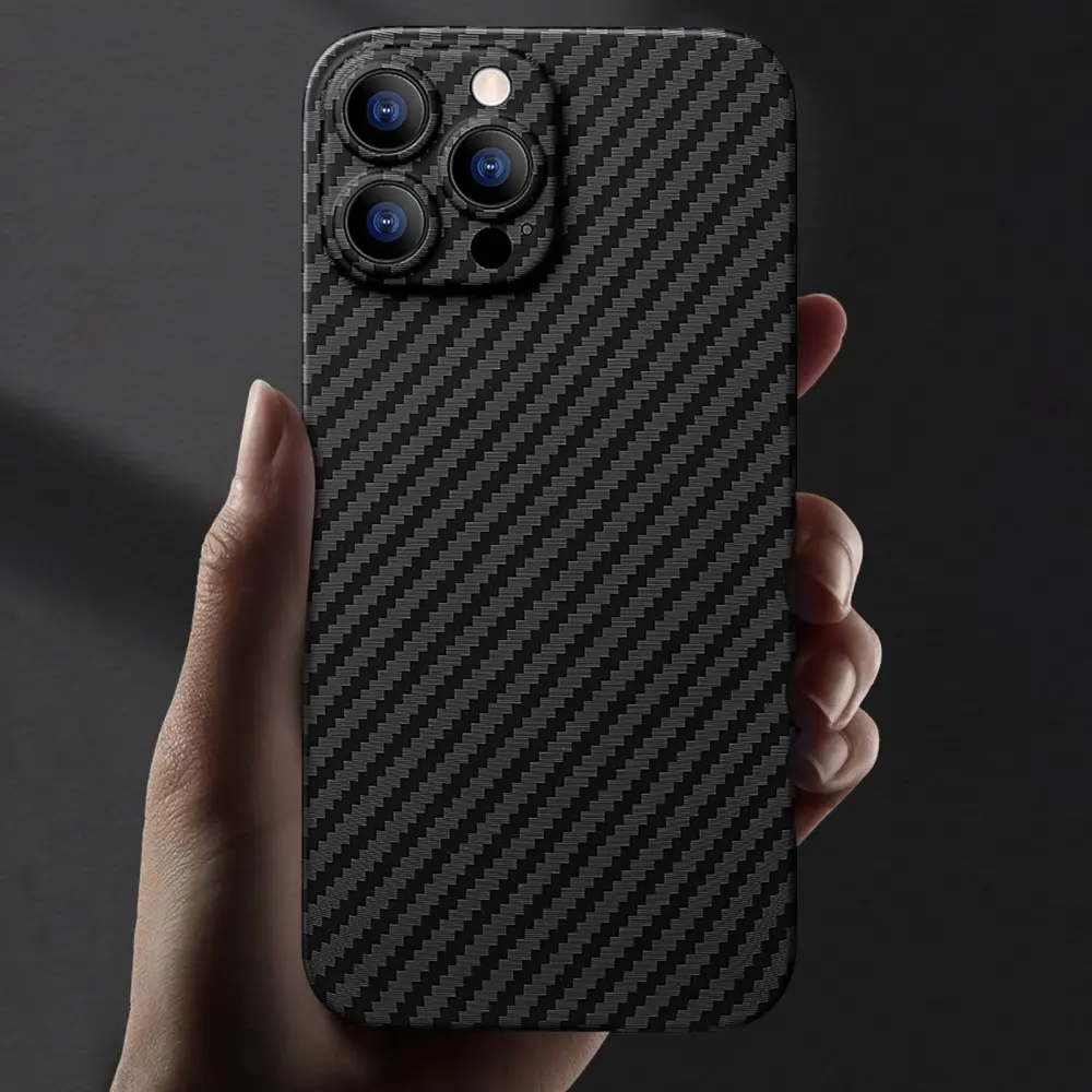 IPHONE CASE LEATHER CARBON FIBER 14 TO 16