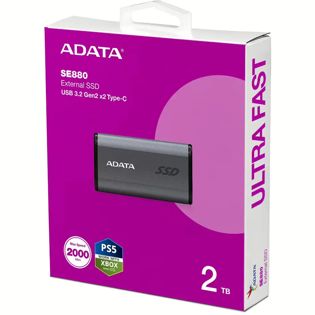 ADATA SE880 External SSD USB 3.2 Gen2x2 Ultra Compact USB-C 2000MB/s Read Write - 4TB