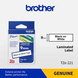 Brother 9Mm Black/White TZe 221 Label Printing Machine 