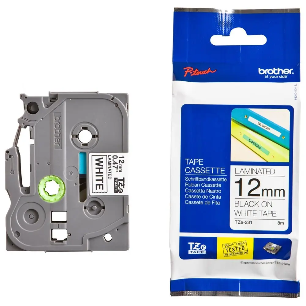 Brother 9Mm Black/White TZe 221