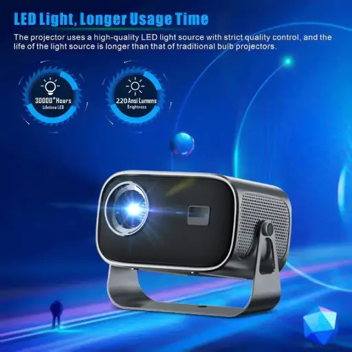P19 Tragbarer Projektor 720P HD Video Android 13 WiFi Bluetooth Home Theater Büro LED Projektor	