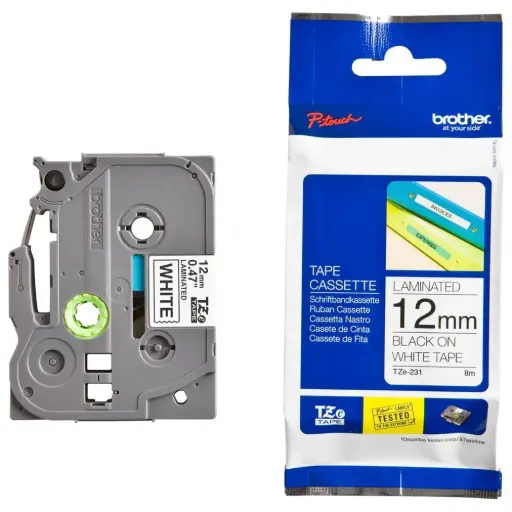 Brother 9Mm Black/White TZe 221