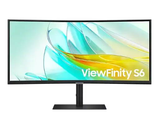 Samsung LS34C654UAMXUE 34in ViewFinity S6 Ultra WQHD Curved VA Monitor 100Hz HDR10 with Built-in Speakers