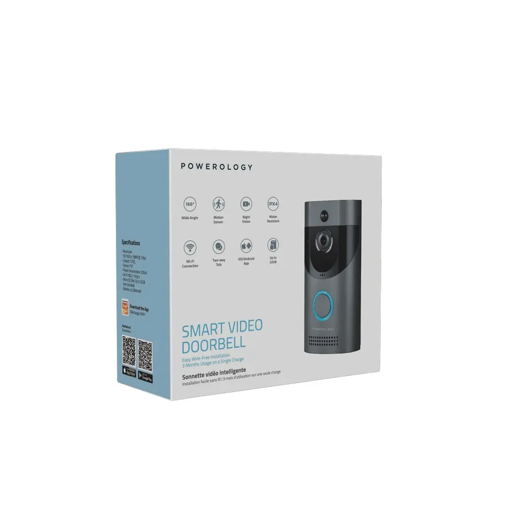 Powerology Smart Video Doorbell with Night Vision and Motion Sensor.webp