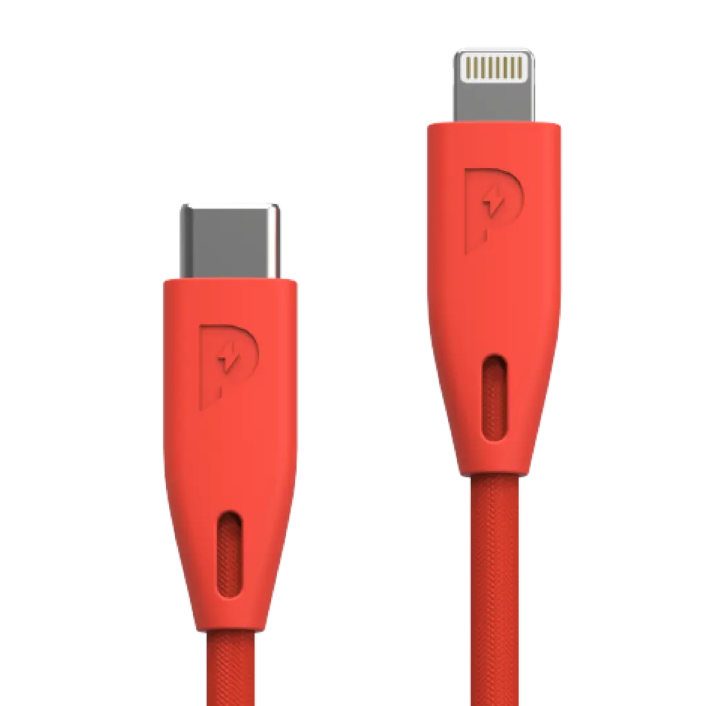 [PCAB001-RD] Powerology Braided USB-C to Lightning Cable (1.2m-4ft) (Red).webp