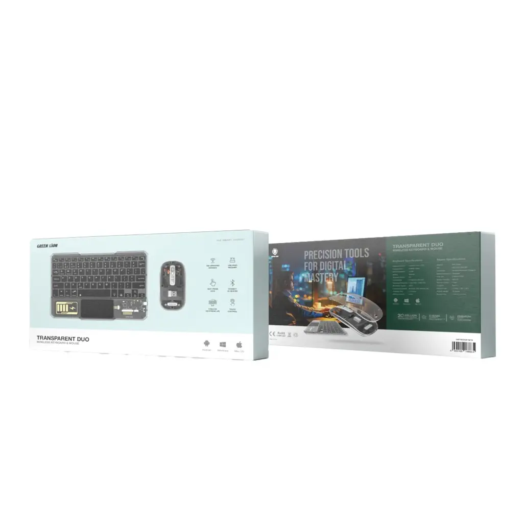 Green Lion Transparent Duo Wireless Keyboard & Mouse - Black.webp