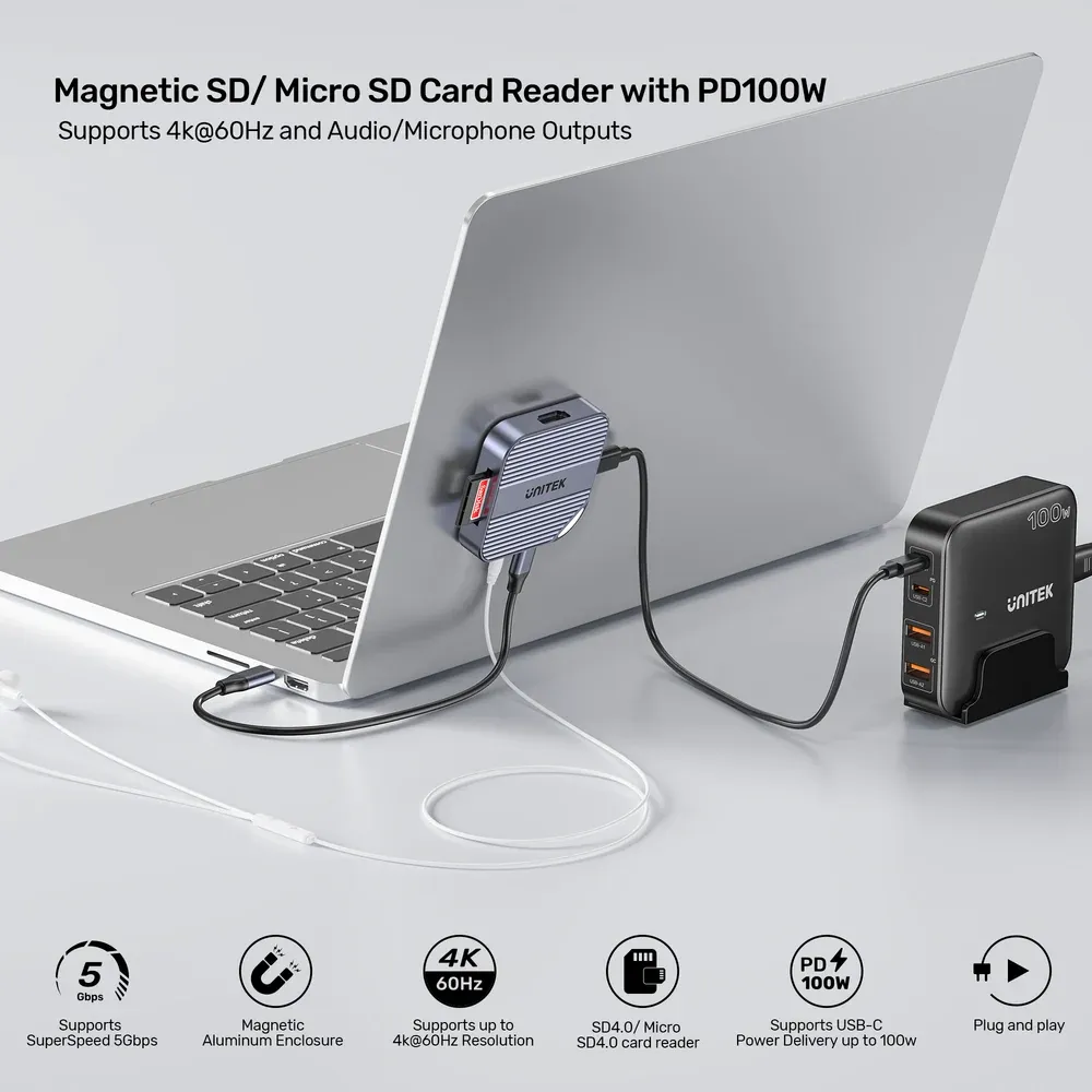 UNITEK_S1244CGY_MagneticSD_MicroSDCardReaderwithPD100W_lifestyle_v1.webp