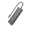 [P121HBCGY] Powerology 12-In-1 HDMI & DisplayPort USB-C HUB Ethernet - Gray.webp