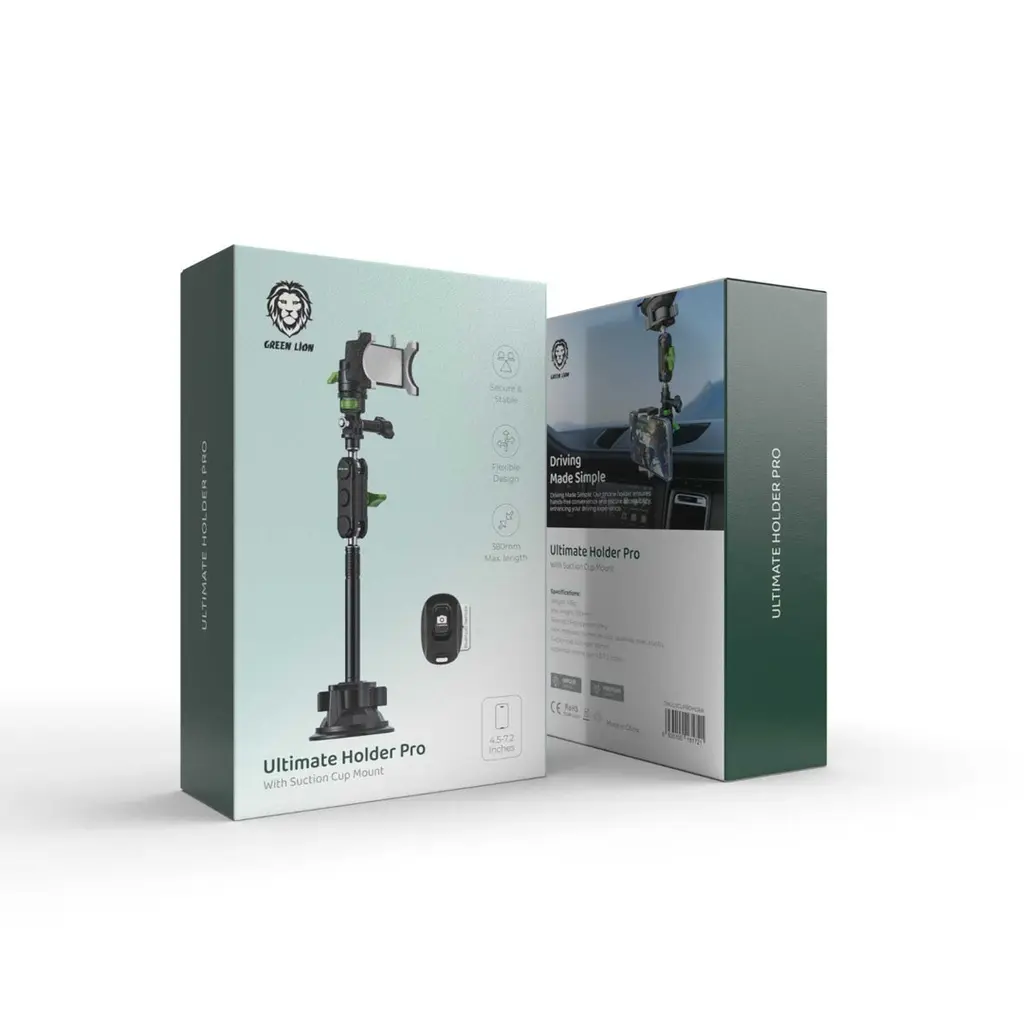 Green Lion Ultimate Holder Pro with Suction Cup Mount 4.5 - 7.2 Inches - Green - Black.webp