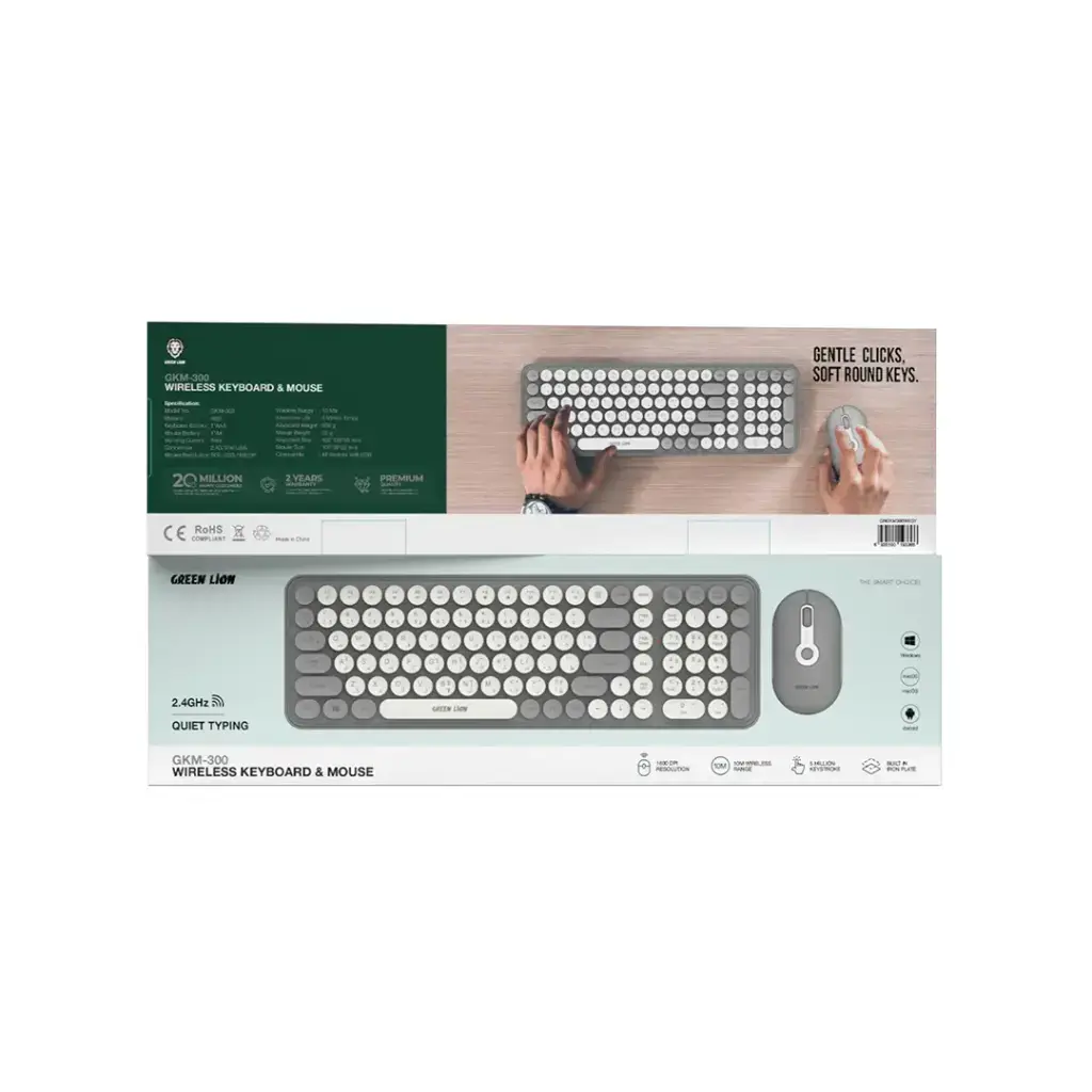 Green Lion GKM-300 Wireless Keyboard + Mouse - Grey.webp