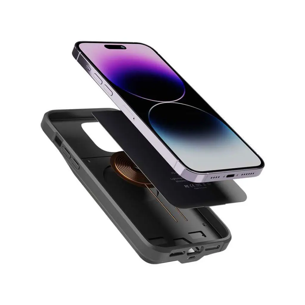 Porodo Wireless Charging Battery Case 5000mAh for iPhone 14 Pro - Black.webp