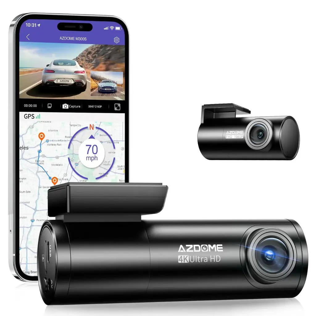 AZDome M300S 4K 2CH Dual Wifi GPS dashcam (داش كام)