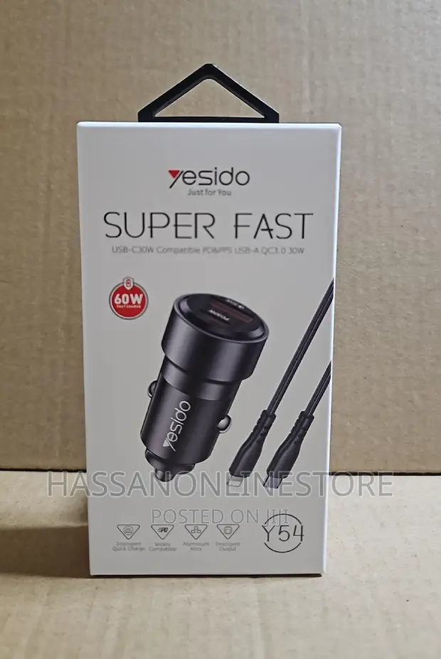 Yesido Y54 60W Super Fast Car Charger and Type-C
