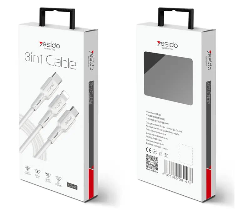 Yesido CA41 3in1 2.4A Fast Data Sync and Charge Cable