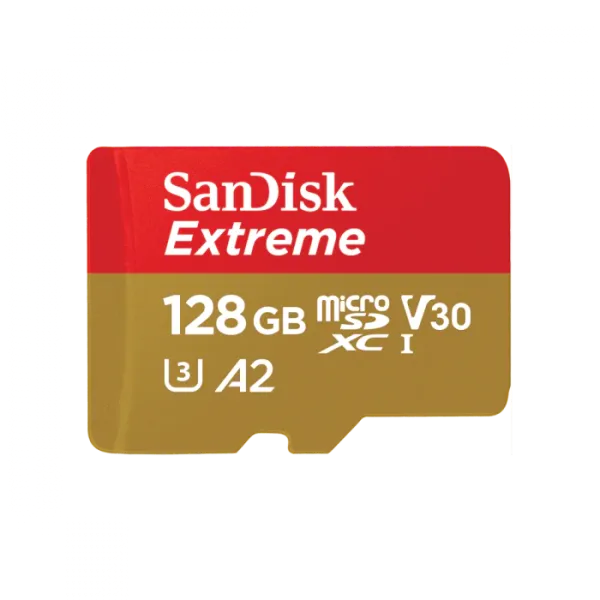 SanDisk 128GB Extreme microSD UHS I Card for 4K Video on Smartphones, Action Cams & Drones 190MB/s Read, 90MB/s