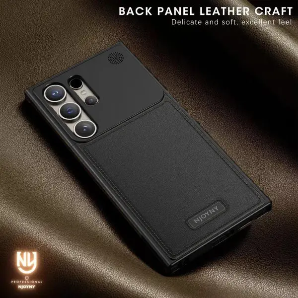 Samsung Galaxy S25 Ultra Aero Flex Frameless Metal Leather Case with Built-in Magsafe & Aroma - Black