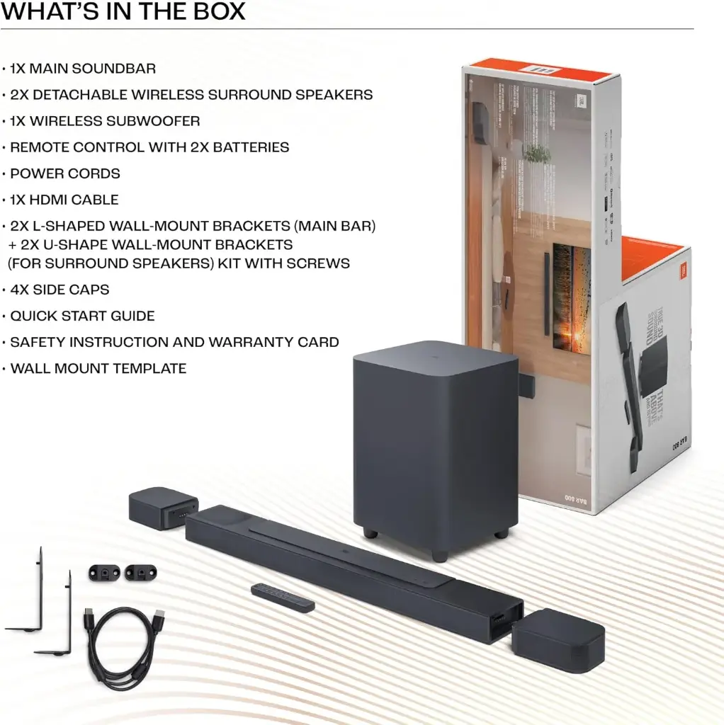 JBL Bar 800 Pro, 7.1 3D Surround Sound Wireless Subwoofer, PureVoice, HDMI eARC, Bluetooth, Wi-Fi (720W)