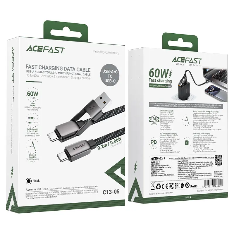 ACEFAST 60W CABLE TYPE C 0.2M C13-05