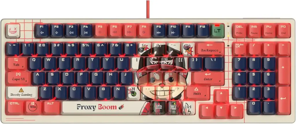Bloody AT98 Alpha Optical Switch Performance Keyboard - Adjustable Actuation Point, Gaming PBT Keycaps, 7 RGB Backlit Effects ( En / Ar ) 