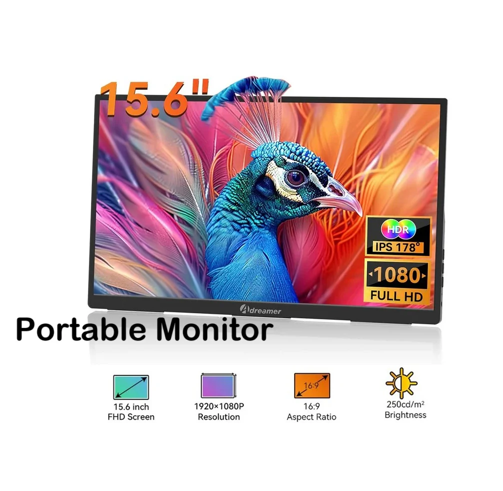 Starkvision protable monitor mf160t01 15.6 1920 *1080 60hz hdmi +type c 2+ Leather Cover