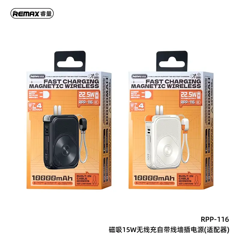 REMAX RPP-116 15W 10000mAh Power Bank with Ac Plug