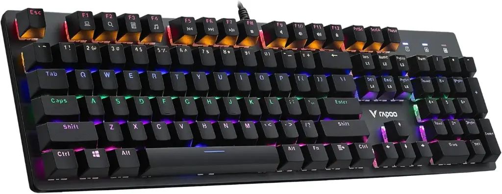 RAPOO V500SE Wired Gaming Keyboard, Backlit Mechanical Keyboard with Metal Cover
