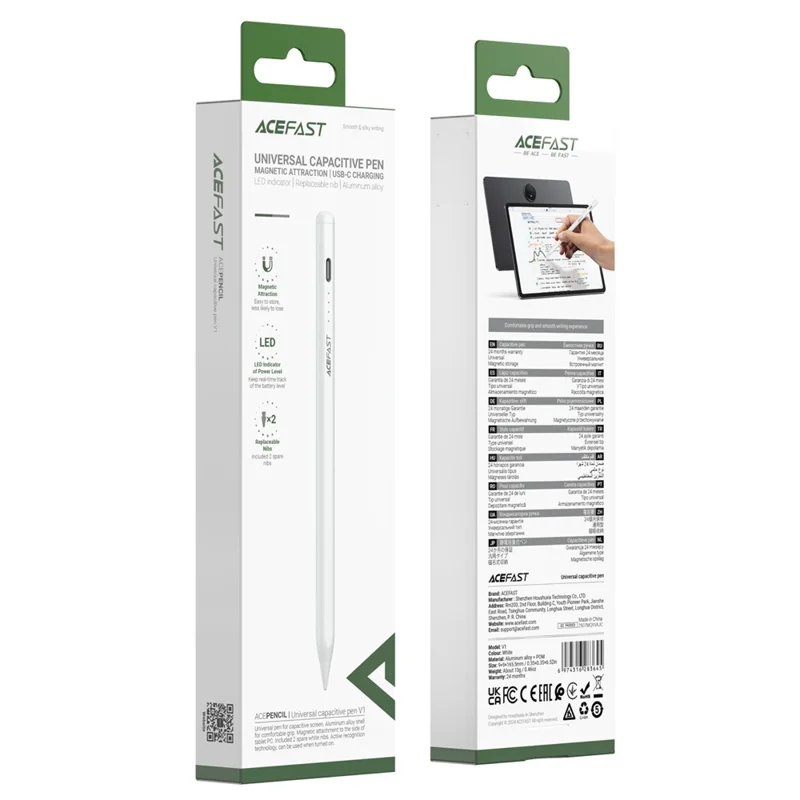 ACEFAST V1 Capacitive Pen Active Recognition Low Latency Magnetic Stylus
