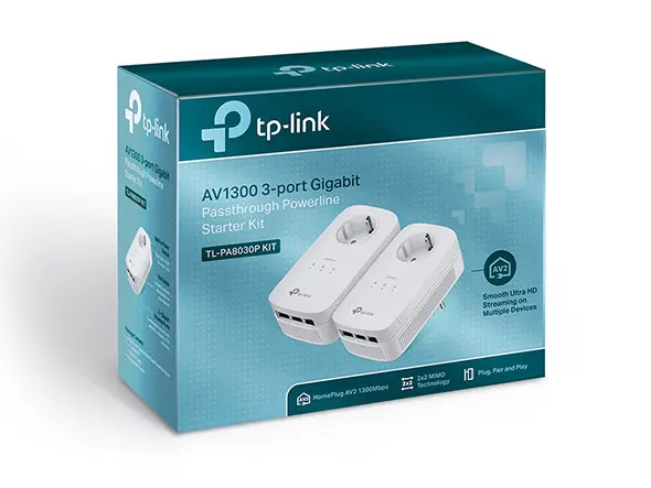 tp-Link AV1300 3-Port Gigabit Passthrough Powerline Starter Kit