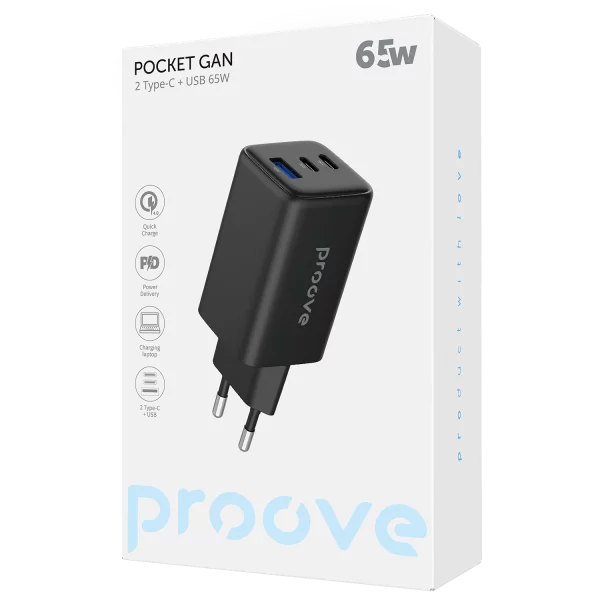 Proove Wall Charger Pocket GaN 65W 2 Type-C + USB