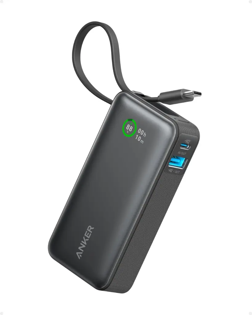 ANKER POWER BANK 20,000mAh BUILT IN USB-C CABLE LPN SC