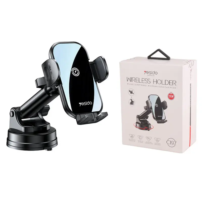 YESIDO - C197 15W Fast Charging Wireless Car Charger