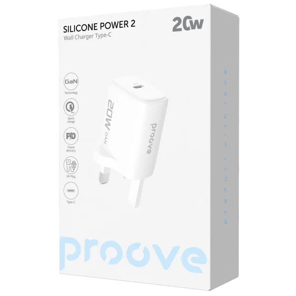 Proove Wall Charger Sillicon Power 2  20W  (Type-C + USB) + CABLE Type-C TO Type-C (شاحنة)