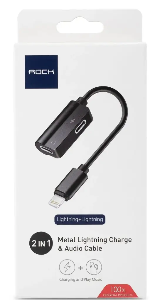 Rock lightning metal charge & audio 2 in 1 cable