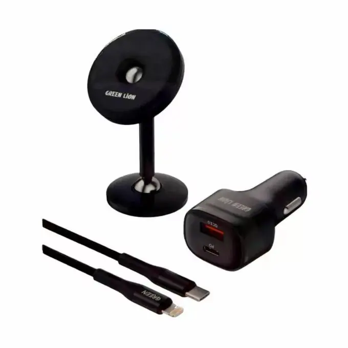 Green Lion 3in1 Combo PD20W Magnetic Car Holder & Car Charger Color Black