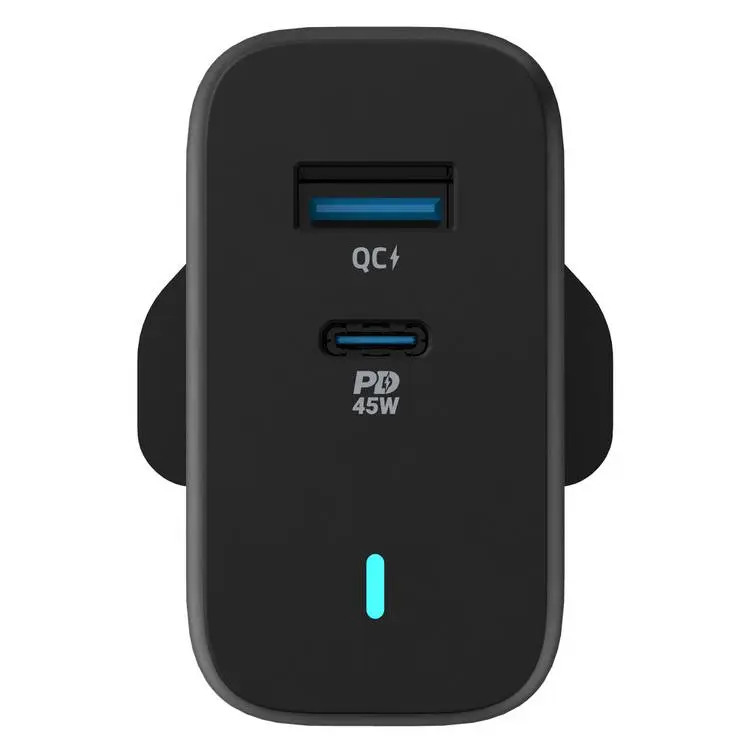 Powerology 63W Ultra-Quick GaN Charger 45W PD & USB-A Quick Charge 18W QC3.0