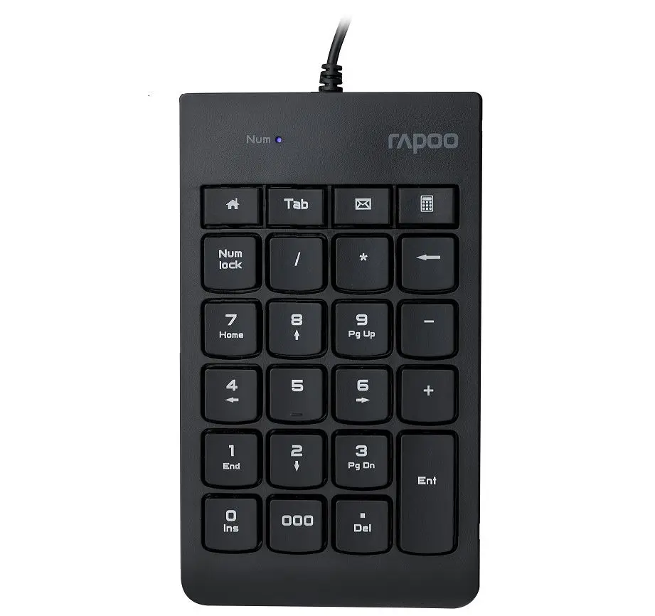 RAPOO K10 Wired Numeric NumberPad Keyboard - Spill Resistant Design, Laser Carved Keycap, Spill