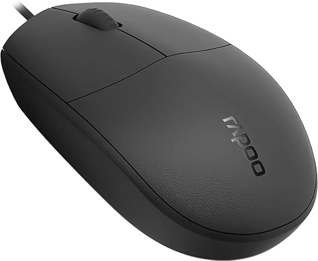 RAPOO N100 Wired USB Optical 1600DPI Mouse Black No Driver Required