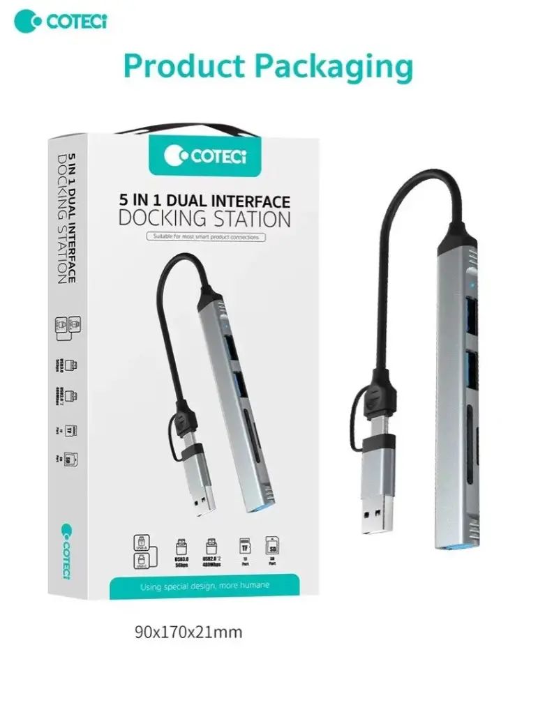 HUB DOCKING STATION COTECI 16024 5 IN 1