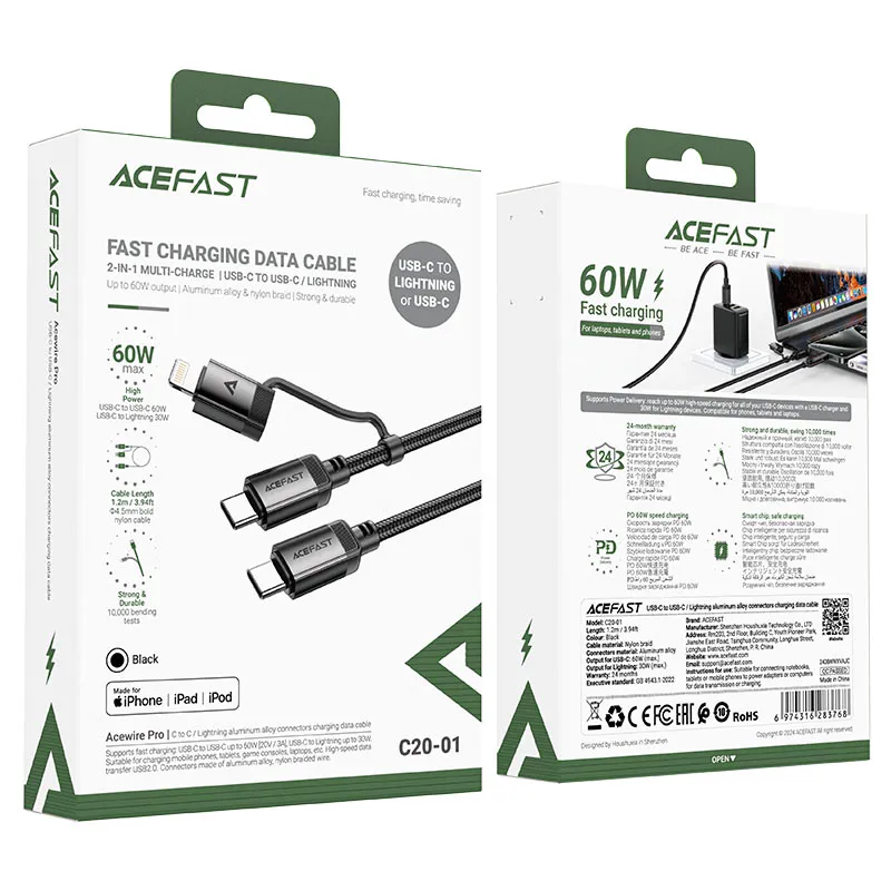 [C20-01] Acefast C20-01 MFI USB-C to USB-C