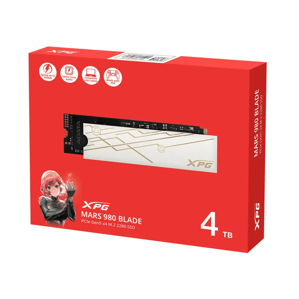 ADATA 1TB XPG MARS 980 STORM Gen5 PCIe M.2 SSD – Up to 14,000MB/s Read Hybrid Liquid-Fan Cooling