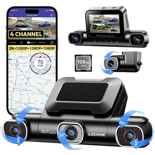 AZDome M660 4CH 128gb 2K Wifi GPS 360-Grad DashCam (داش كام)