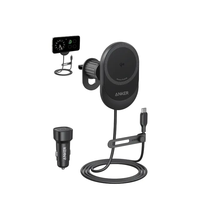 [NQ173] Anker - Qi2 15W Sliding Vent Car Mount Charger with 25W Car Charger - Black B2932H11-1