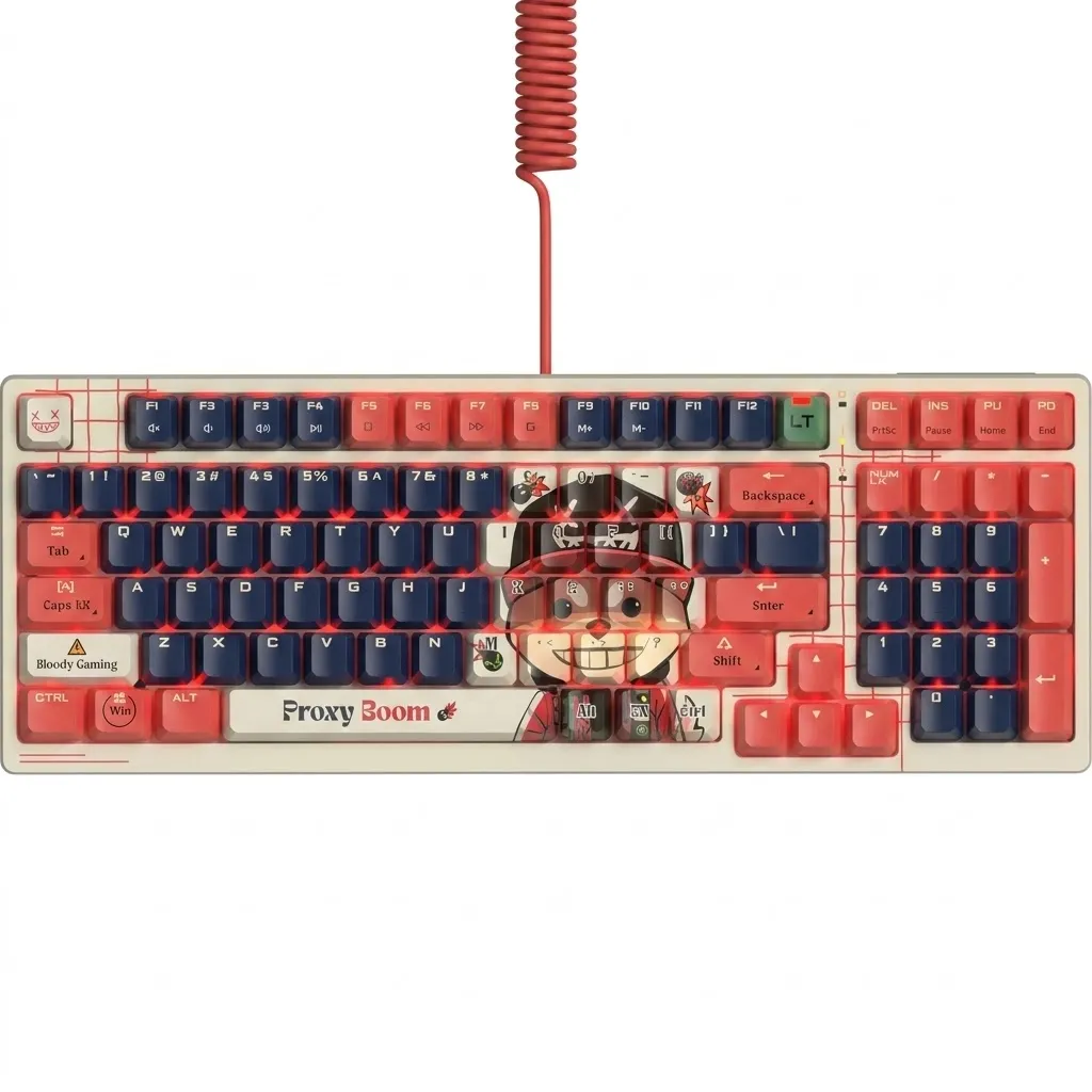 Bloody AT98 Alpha Optical Switch Performance Keyboard - Adjustable Actuation Point, Gaming PBT Keycaps, 7 RGB Backlit Effects ( En / Ar )