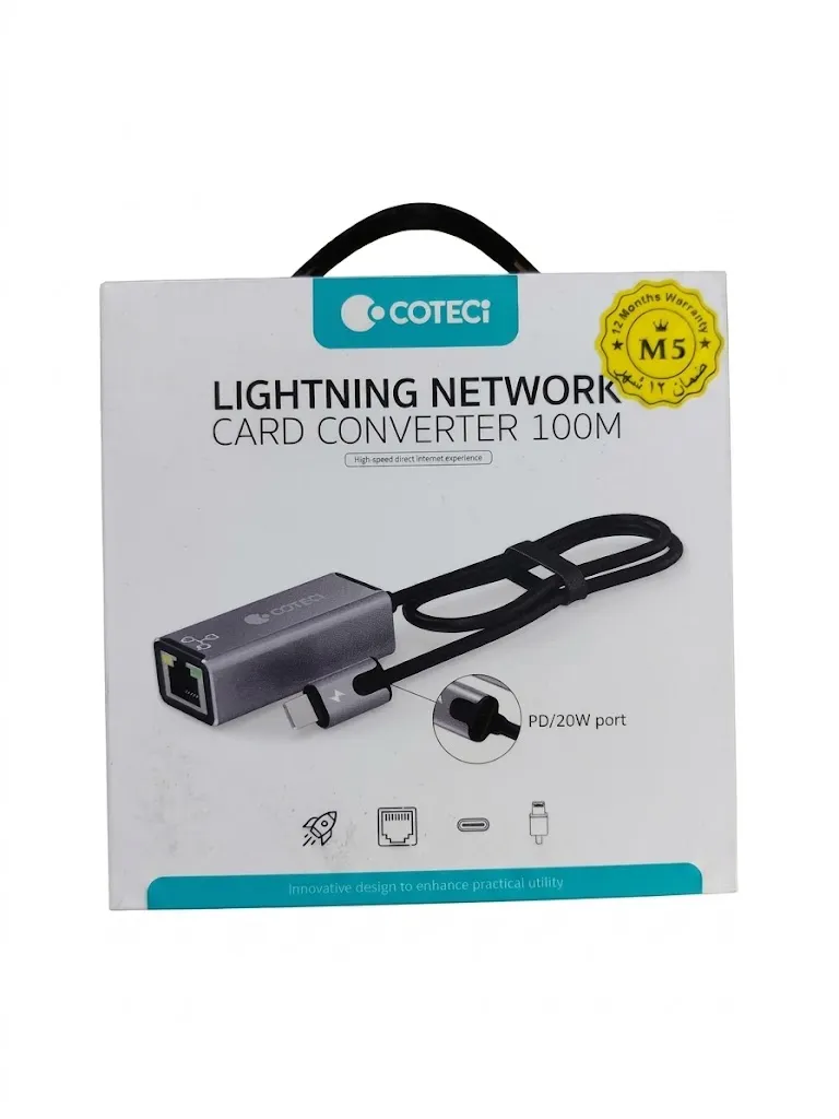 COTECi OF-010 LIGHTNING NETWORK CARD 100M  USB-C HUB Multiport Adapter