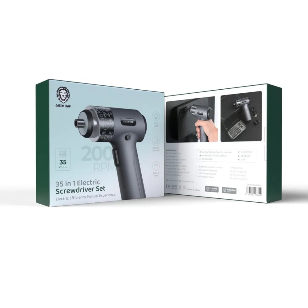 Green Lion 35-in-1 Electric Screwdriver Set - Black