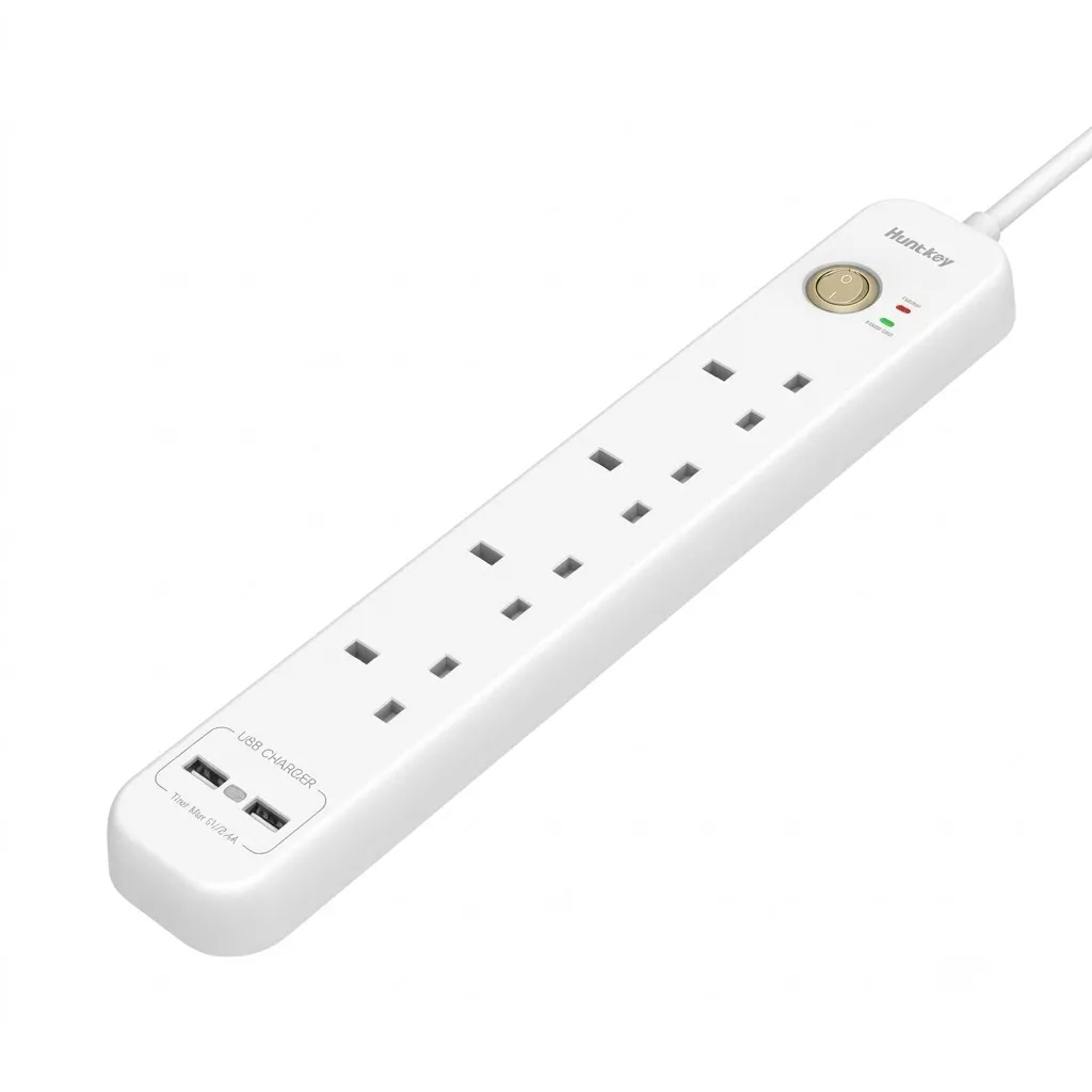 Huntkey SUC507 Surge Protector 4 Outlets with 2 Smart USB Ports 5VDC 2.4A