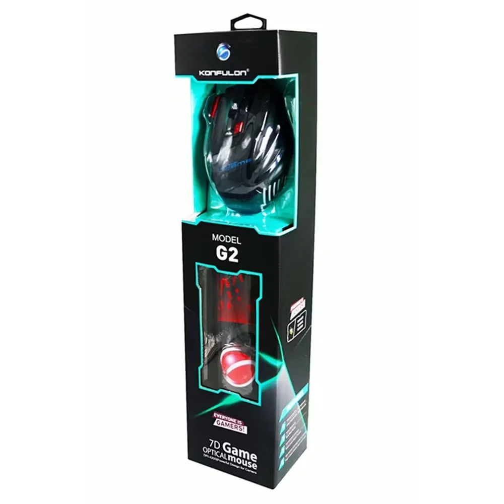 [NQ1235] Konfulon G2 RGB Illuminated Wired Gamer Mouse + Mouse Pad ماوس باد