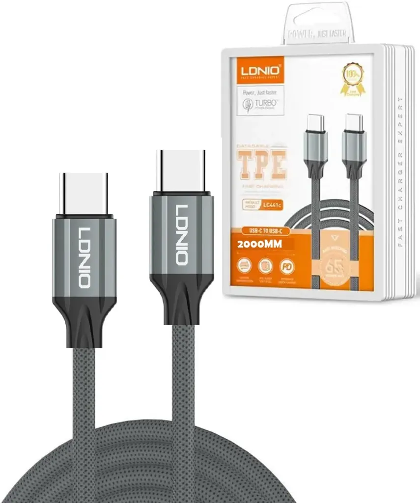 Ldnio LC441c USB 2.0 Cable USB-C male - USB-C 65W Gray 1m