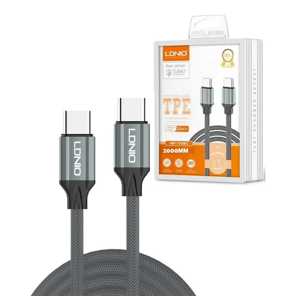 Ldnio LC441c USB 2.0 Cable USB-C male - USB-C 65W Gray 1m